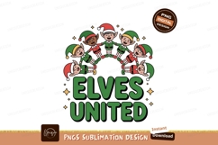 Happy elves circle holding hands christmas holiday Product Image 1
