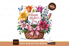 Colorful floral basket with butterfly flowers pink Product Image 1