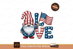 Gnome Holding American Flag Love patriotic Product Image 1