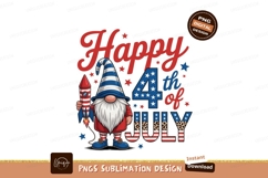 Gnome holding rocket with patriotic text holiday celebration Product Image 1