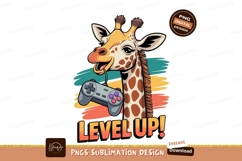 Giraffe gamer holding controller with colorful stripes Product Image 1