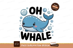 Cute blue whale with bubbles ocean Product Image 1
