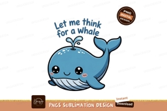 Cute blue whale thinking cartoon ocean Product Image 1