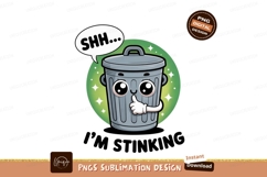 Cute trash can shushing with thumb up image Product Image 1