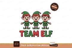 Three happy elves holding hands christmas green Product Image 1