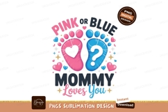 Pink blue baby feet mommy loves you heart Product Image 1