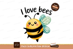 Cute bee with wings and text insect yellow Product Image 1