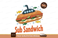 Submarine sandwich with fish and bubbles food Product Image 1