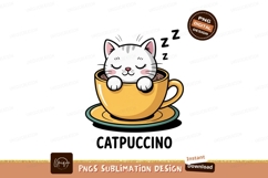 Cute white cat in yellow coffee cup kitten Product Image 1