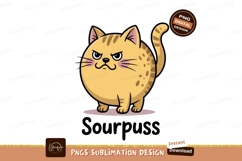 Grumpy yellow cat cartoon illustration Product Image 1