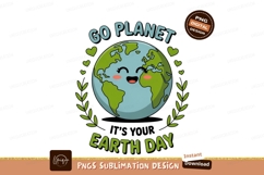 Happy planet earth with leaves and hearts cute green Product Image 1