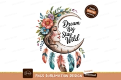 Woman Crescent Moon Floral Feathers image Product Image 1