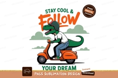 Dinosaur riding scooter with text helmet clouds Product Image 1