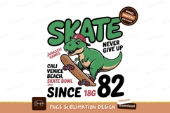 Dinosaur skateboarding red cap green Product Image 1