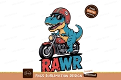 Dinosaur riding motorcycle with sunglasses and helmet Product Image 1