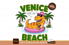 Dinosaur relaxing at Venice Beach summer vacation Product Image 1