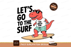 Surfing dinosaur wearing sunglasses and shorts t-shirt Product Image 1