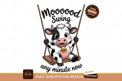Cute cow on swing with bell cartoon Product Image 1