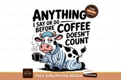 Sleepy cow pajama coffee pajamas morning Product Image 1