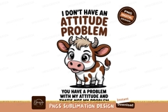 Cute cow with brown spots and text cartoon animal Product Image 1