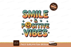 Smile Positive Vibes Retro Typography image Product Image 1