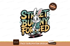 White bunny on skateboard wearing hoodie street urban Product Image 1