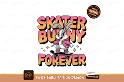 Skater bunny riding skateboard pink grey Product Image 1