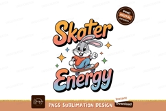 Cartoon bunny skateboarding energetic fun rabbit orange Product Image 1