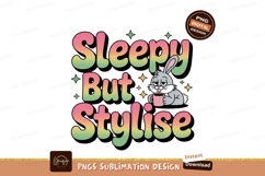 Sleepy but stylise bunny with coffee pink Product Image 1