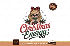 Girl drinking coffee festive holiday image Product Image 1