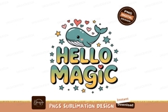 Cute whale with magic text hello stars Product Image 1