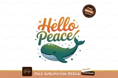 Whimsical whale greeting peace ocean text Product Image 1