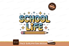 School Life Text With Pencil And Stars image Product Image 1