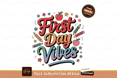 First Day Vibes Colorful Text apple stars Product Image 1