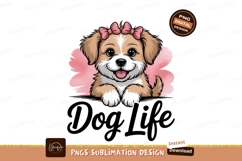 Cute puppy with pink bow and flower image Product Image 1