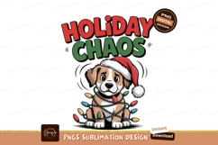 Puppy wearing santa hat tangled christmas lights image Product Image 1