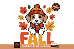 Cute dog wearing autumn hat and scarf leaves Product Image 1