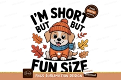 Adorable puppy wearing winter clothes and autumn leaves Product Image 1