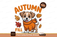 Adorable puppy wearing orange sweater and scarf autumn Product Image 1