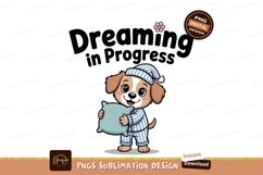 Sleepy puppy in pajamas holding pillow sleeping cute Product Image 1