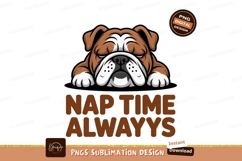 Bulldog resting with nap time text animal brown Product Image 1