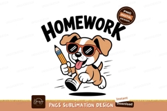 Dog wearing sunglasses holding pencil orange blue Product Image 1