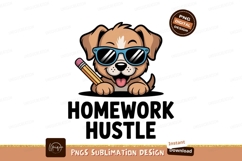 Cool puppy with pencil and sunglasses cartoon Product Image 1