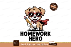 Cool puppy wearing sunglasses and cape holding pencil Product Image 1