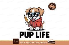 Cool puppy wearing sunglasses and hoodie holding pencil Product Image 1