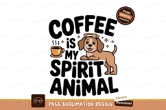 Dog with halo and coffee cup beverage Product Image 1