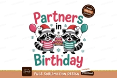 Raccoons celebrate birthday with cake and balloons Product Image 1