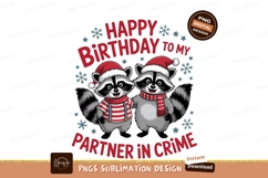Raccoons wearing santa hats and scarves christmas Product Image 1