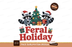 Raccoons celebrate christmas with gifts and tree santa Product Image 1
