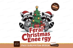 Raccoons wearing santa hats with christmas tree and gifts Product Image 1